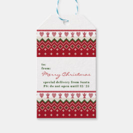 Ugly Sweater Knitten Hygge Änglar Hearts jul Presentetikett