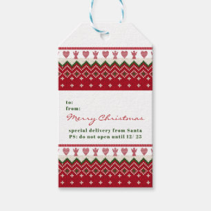 Ugly Sweater Knitten Hygge Änglar Hearts jul Presentetikett