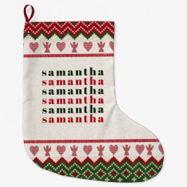 Ugly Sweater Knitten Hygge Änglar Hearts jul Stor Julstrumpa