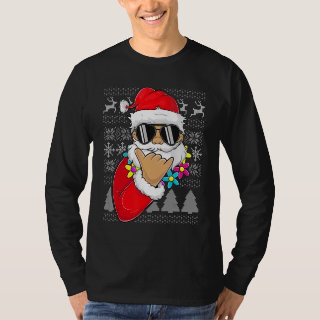 Ugly Sweater Mele Kalikimaka Apparel Shaka Santa C T Shirt (Framsida)