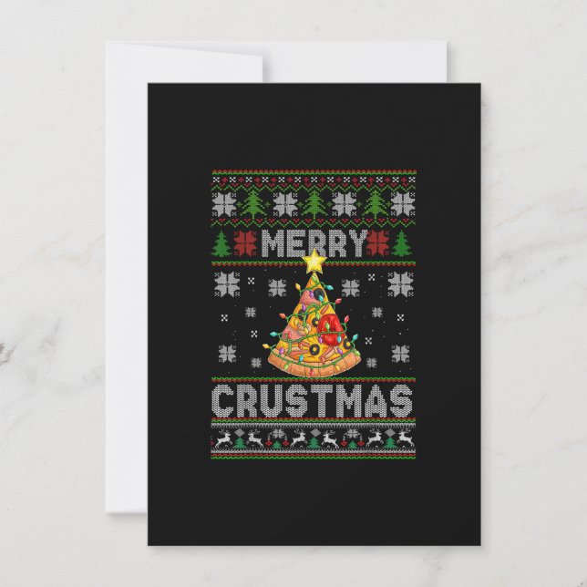 Ugly Sweater Merry Crustmas Pizza Paj jul Tr Inbjudningar (Framsida)