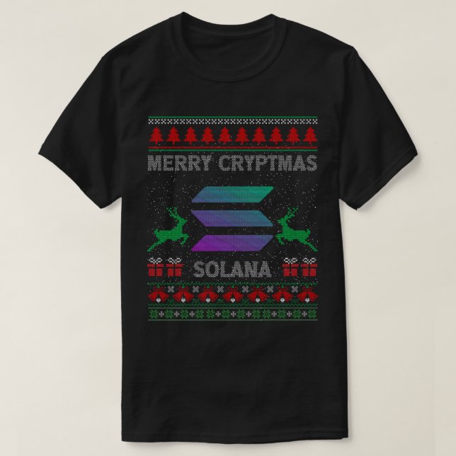 Ugly Sweater merry cryptmas solana SOL Crypto T Shirt (Design framsida)