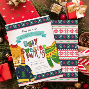 Ugly Sweater Mönster, inbjudan till julfest