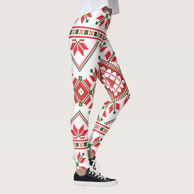 Ugly Sweater mönster, julbalkar Leggings (Höger)