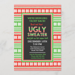 Ugly Sweater Ord Art julfest Inbjudningar