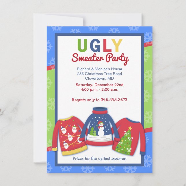 Ugly Sweater Party Customized Helgdag-inbjudan Inbjudningar (Framsida)