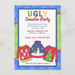 Ugly Sweater Party Customized Helgdag-inbjudan Inbjudningar