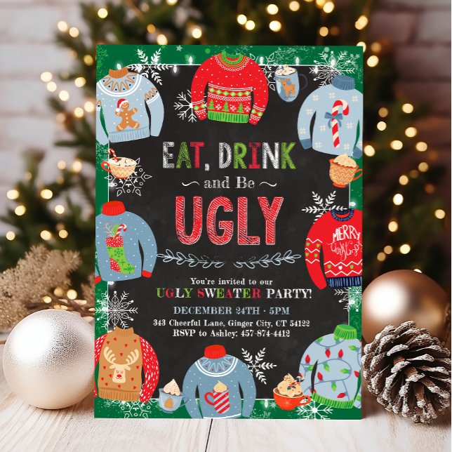 Ugly Sweater Party-inbjudan - Födelsedagsfest Inbjudningar (Skapare uppladdad)