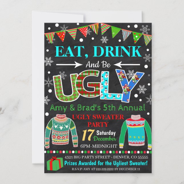 Ugly Sweater Party-inbjudan Inbjudningar (Framsida)