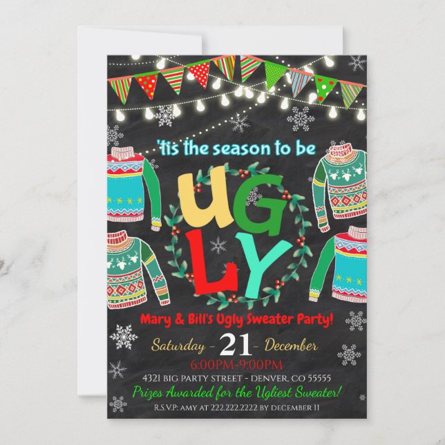 Ugly Sweater Party-inbjudan Inbjudningar (Framsida)