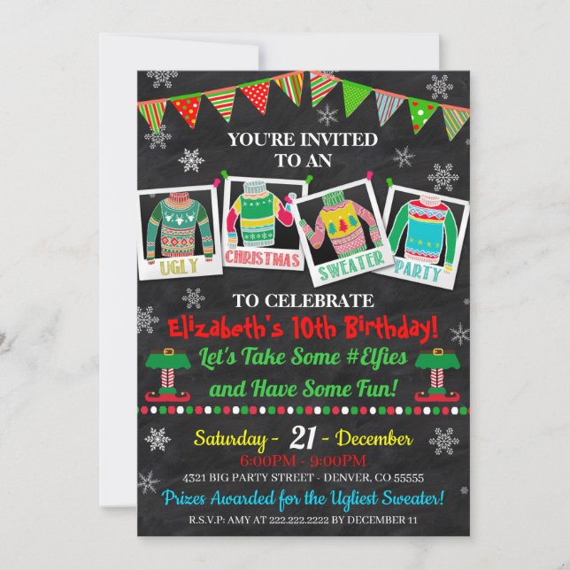 Ugly Sweater Party-inbjudan Inbjudningar (Framsida)