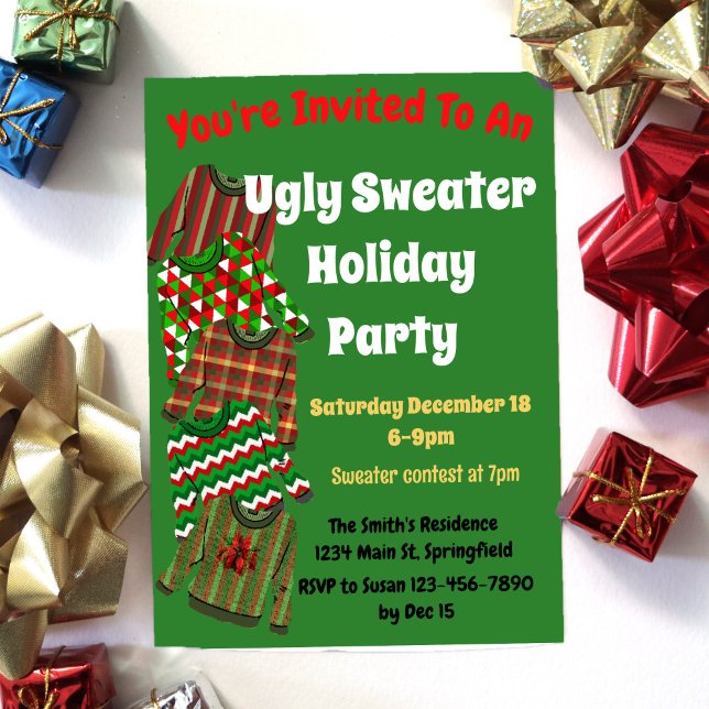 Ugly Sweater Party-inbjudan med Tävling Inbjudningar (Skapare uppladdad)