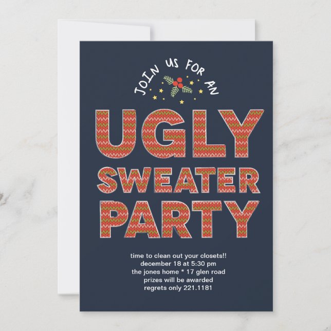 Ugly Sweater Party Inbjudningar (Framsida)