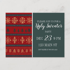 Ugly Sweater Party Invitation Vykort