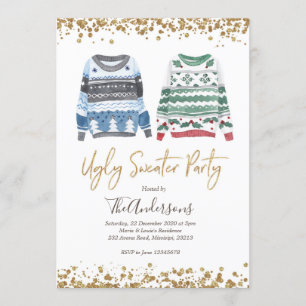 Ugly Sweater Party julinbjudan Helgdag Inbjudningar