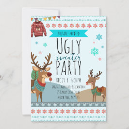 Ugly Sweater Party – Reindeer Snowflake Fun Inbjudningar