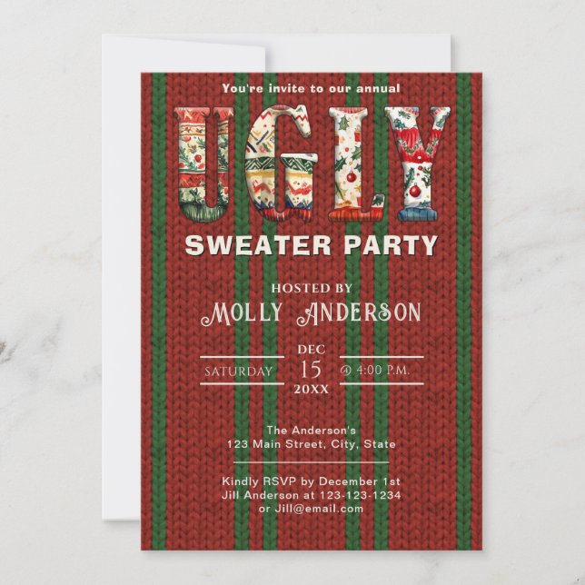 Ugly Sweater Party Spara datum Datumet (Framsida)