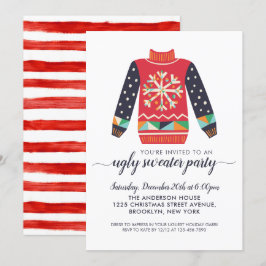Ugly Sweater Red Snowflake-Julfest Inbjudningar