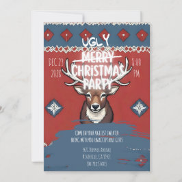 Ugly Sweater Reindeer Christmas Party Invitation Inbjudningar