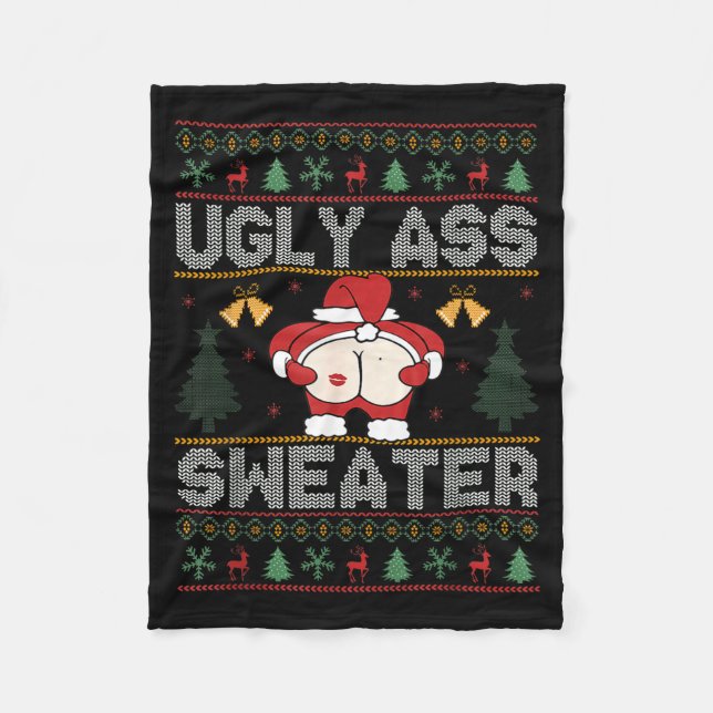 Ugly Sweater Santa Merry Christmas Funny Pajamas X Fleecefilt (Framsidan)