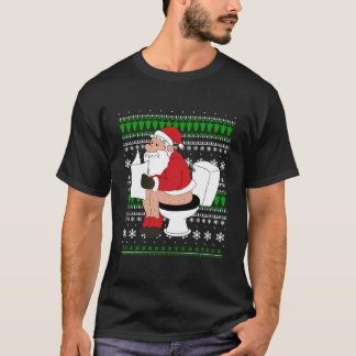 Ugly Sweater Santa Toilet Funny Julafton Gift T Shirt