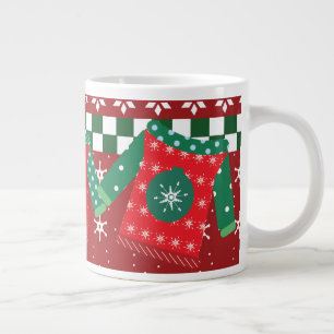 Ugly Sweater Snowflake Mönster Red Grönt Jumbo Mugg