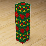 Ugly Sweater Stil | Jul Poinsettias Presentask För Vinflaska<br><div class="desc">Våldsfull stil-julpoinsettias vin-låda,  perfekt till din gåva av vin eller Champagne! Original,  copyrightted Cherie's Art,  2019</div>