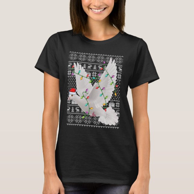 Ugly Sweater Stil Julafton Ljus Santa Dove Bird Ch T Shirt (Framsida)