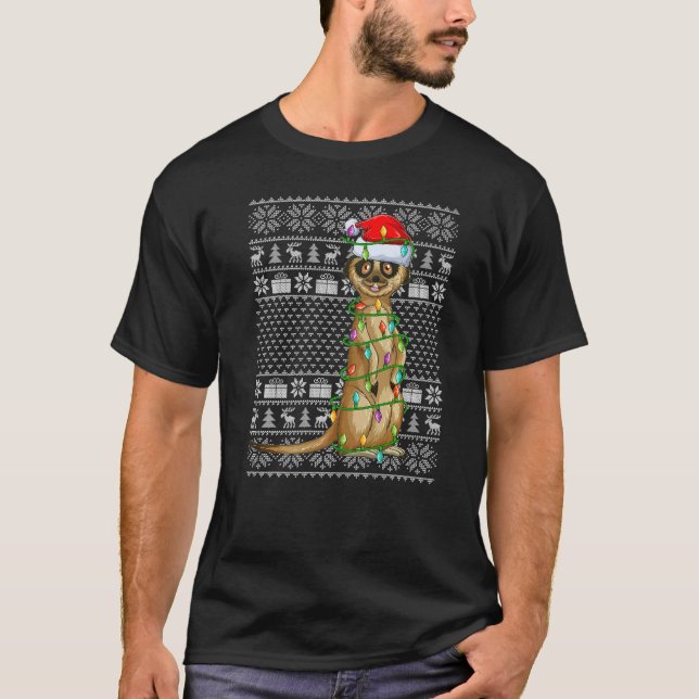 Ugly Sweater Stil Julafton Ljus Santa Otter Christ T Shirt (Framsida)