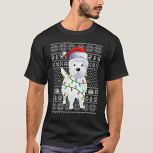 Ugly Sweater Stil Julafton Ljus Santa Westie Hund T Shirt