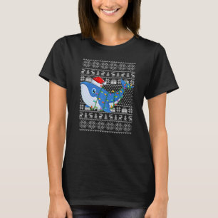 Ugly Sweater Stil Julafton Ljus Santa Whale Christ T Shirt