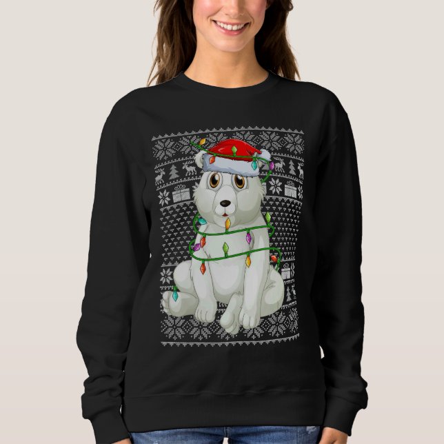 Ugly Sweater Style Xmas Lights Santa Polar Bear Ch T Shirt (Framsida)