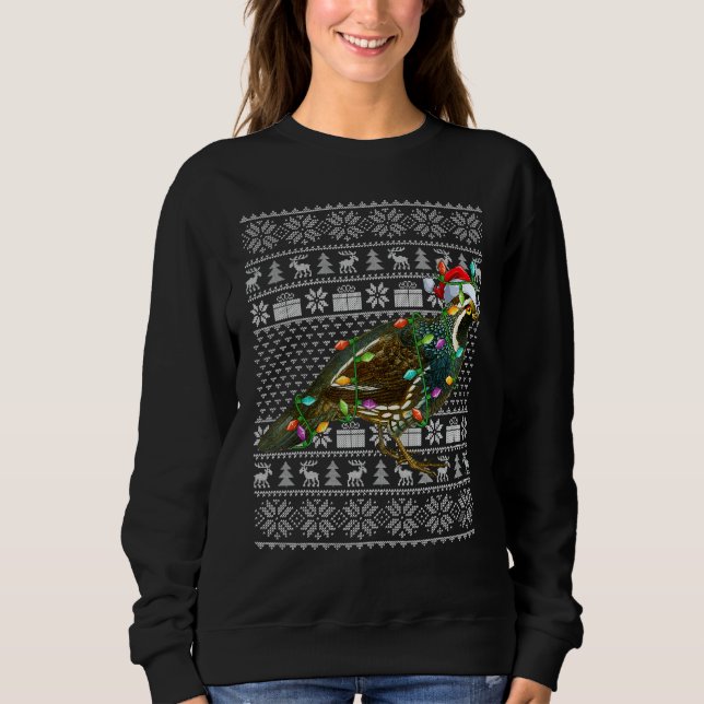Ugly Sweater Style Xmas Lights Santa Quail Bird Ch T Shirt (Framsida)