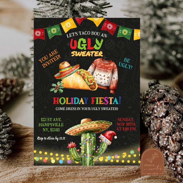 Ugly Sweater Taco Mexikanska julen Party Inbjudningar (Skapare uppladdad)