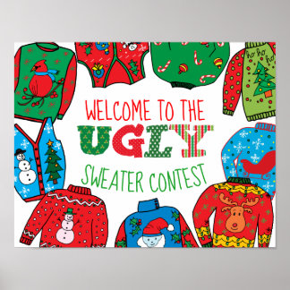 Ugly Sweater Tävling, välkomsttecken Poster