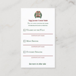 Ugly Sweater Tävling Voter Ballet Visitkort
