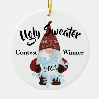 Ugly Sweater Tävling Winner-pristruppen Trophy Orn Julgransprydnad Keramik