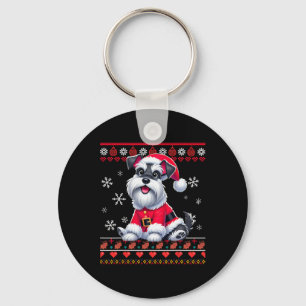 Ugly Sweater X-mas Santa Miniature Schnauzer Hund  Nyckelring