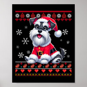 Ugly Sweater X-mas Santa Miniature Schnauzer Hund Poster