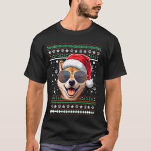 Ugly Sweater X-mas Santa Shiba Inu Hund jul T Shirt