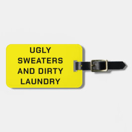 Ugly Sweaters and Dirty Tvätt - Black on Gult Bagagebricka