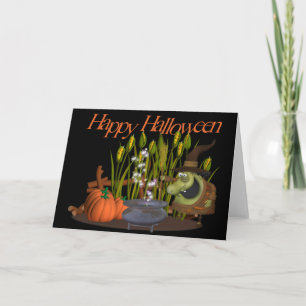 Ugly Tecknad Witch i Cornfield Happy halloween Kort