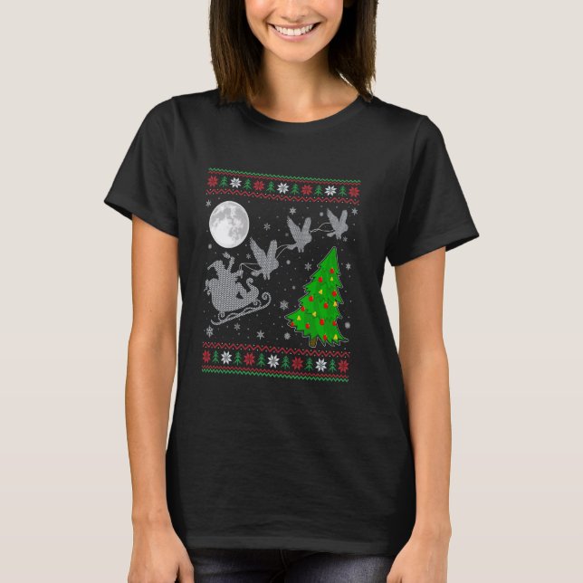 Ugly Uggla Julafton Lighting Träd Santa Riding Ugg T Shirt (Framsida)