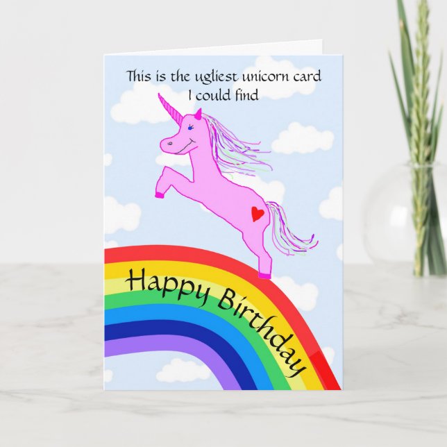 Ugly Unicorn Birthday Card Kort (Framsida)