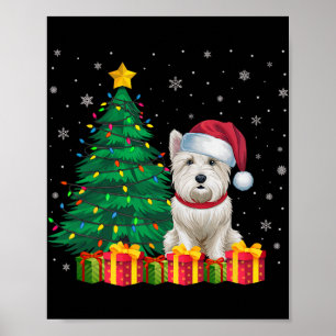 Ugly Westie Santa Hat jul Ljus Hund älskare X Poster