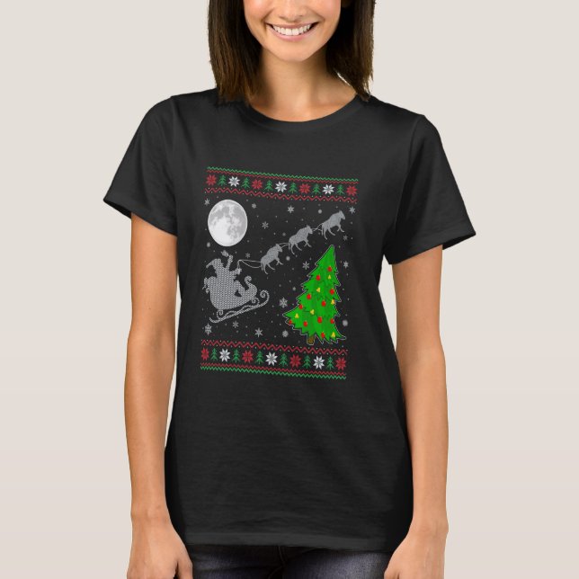 Ugly Wildebeest Julafton Lighting Träd Santa Ridin T Shirt (Framsida)