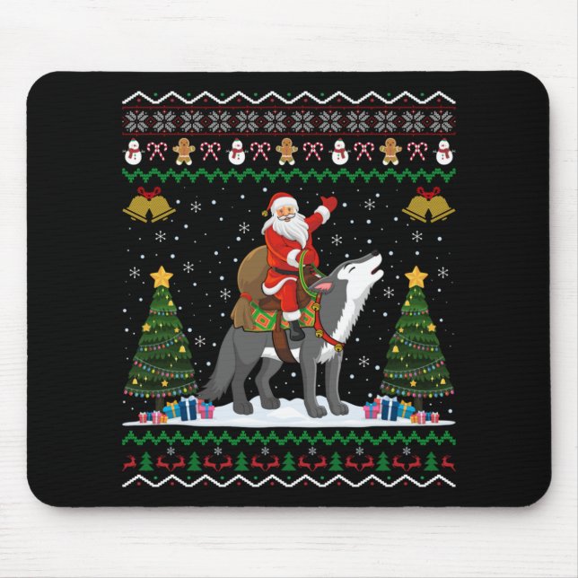 Ugly Wolf Xmas Gift Santa Riding Wolf Christmas  Musmatta (Framsidan)