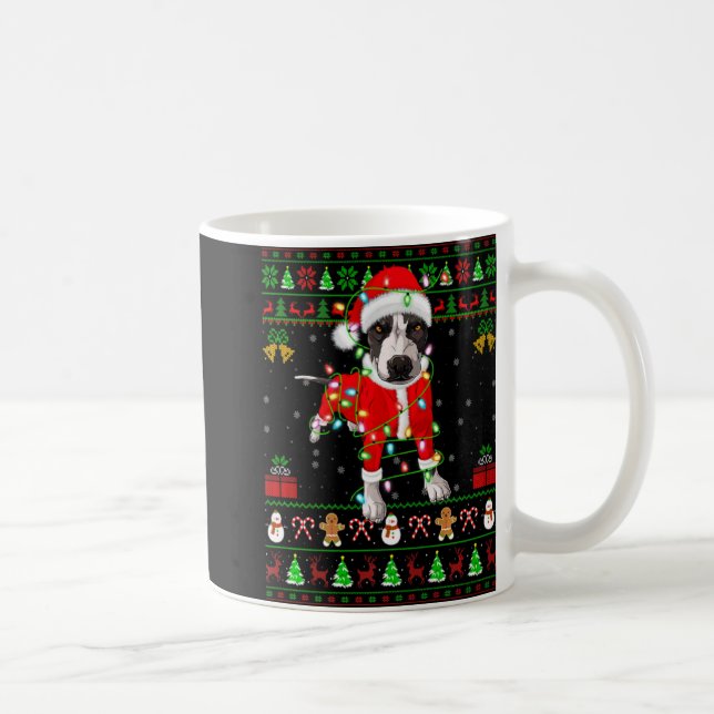 Ugly Xmas Lights Santa Tbull Dog Christmas  Kaffemugg (Höger)