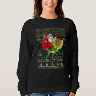 Ugly Xmas Santa Riding Dilophosaurus Dinosaur Chri T Shirt
