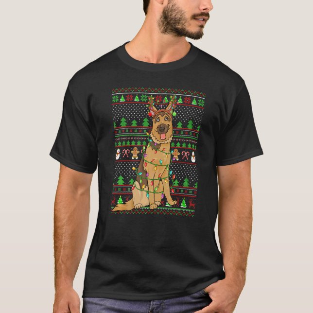 Ugly Xmas Sweater Style  Belgian Malinois Dog Chri T Shirt (Framsida)
